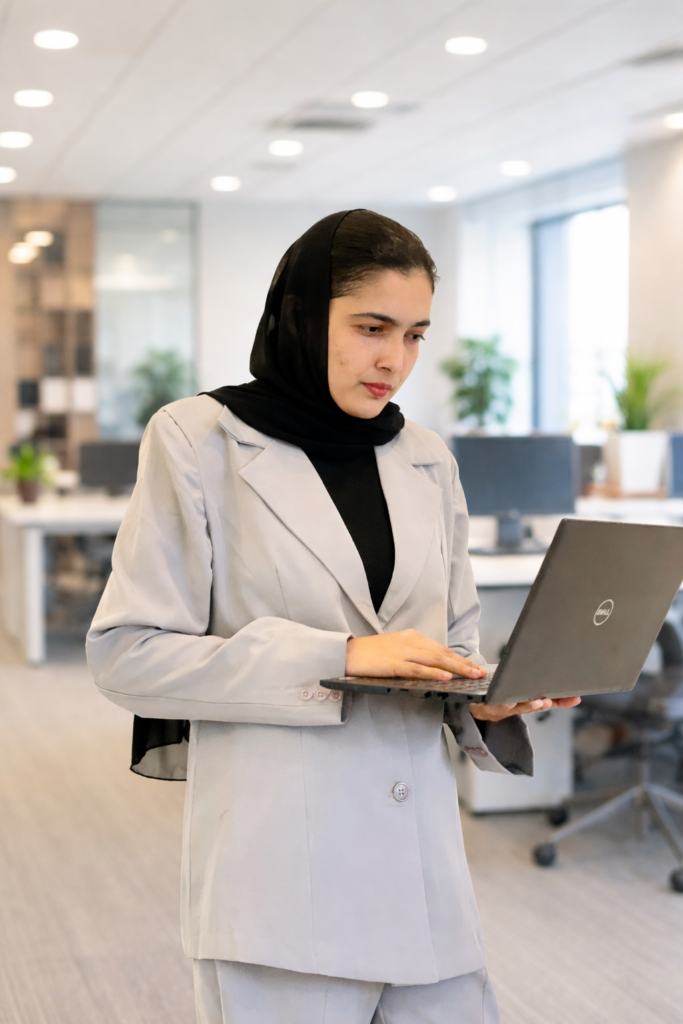 young woman at work in a modern office